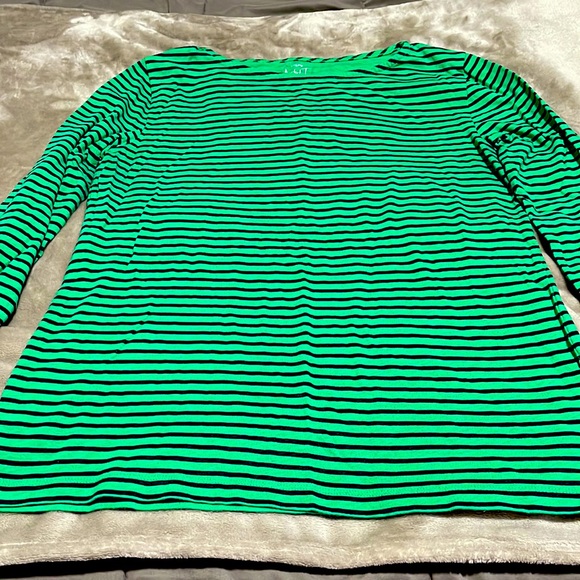 J. Crew Factory Tops - J Crew Factory Green & Navy Stripe Artist Tee
